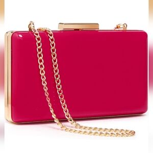NEW! Hot Pink Patent Evening Clutch
